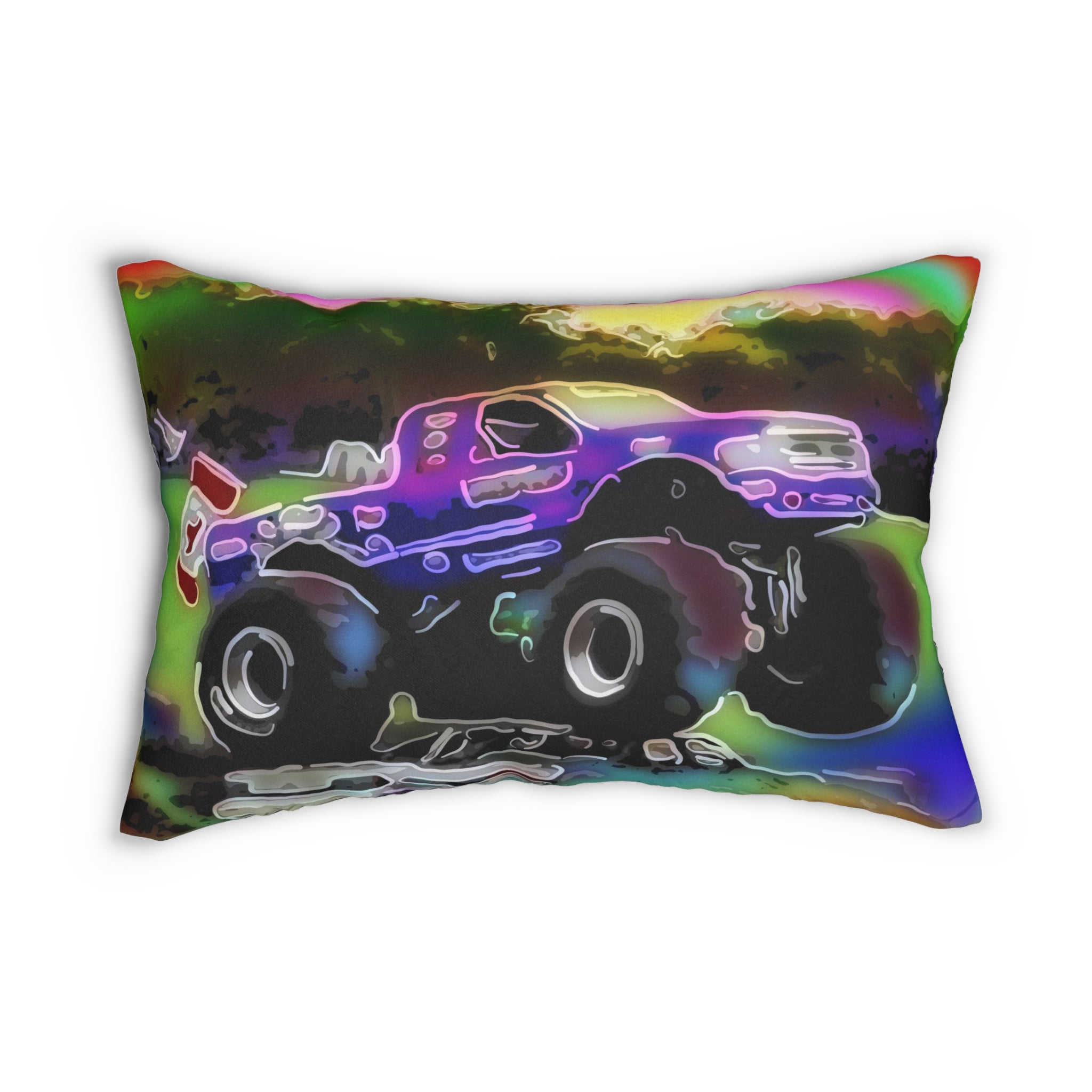 Monster Truck Spun Polyester Lumbar Pillow